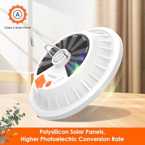 USB Solar Camping Light Remote Tent Light 2 Pack - 4000LM Portable LED Rechargeable Camping Lantern Hanging IPX4 Waterproof Emergency Light for Camping, Hiking, Power Failure, Hurricane (120 LEDs)