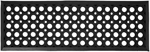 Ottomanson Indoor/Outdoor Hose-Wash Holes Design Non-Slip Rubber 10" x 30" Modern Stair Treads for Stairs, Garage, Patio, 5 Pack, Black Holes