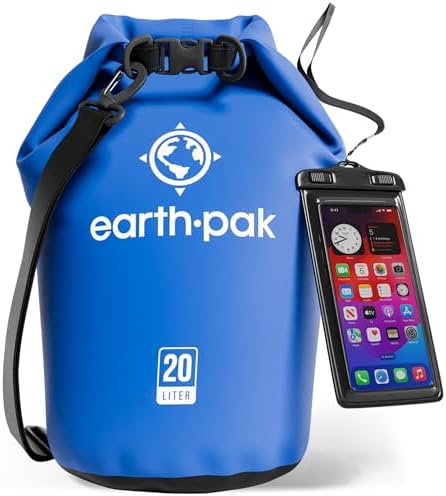 Earth Pak Waterproof Dry Bag - Roll Top Waterproof Backpack Sack Keeps Gear Dry for Kayak with Waterproof Phone Case