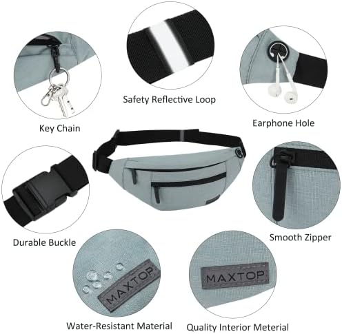 MAXTOP Large Crossbody Fanny Pack with 4-Zipper Pockets,Gifts for Enjoy Sports Festival Workout Traveling Running Casual Hands-Free Wallets Waist Pack Phone Bag Carrying All Phones