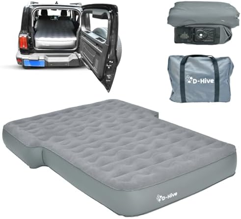 SUV Air Mattress, Ultra-Thick Material Extra-High Car Air Mattress, SUV Mattress for Toyota 4runner, Jeep Wrangler Air Mattress, Car Mattress w/Built-in Pump Inflatable Car Air Mattress Grey