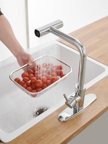 Kitchen Faucets with Pull Down Sprayer,Waterfall Kitchen Sink Faucet,Commercial Utility Stainless Steel Kitchen Faucets,Single Handle Kitchen Sink Faucet with Pull Down Sprayer for 3 Function