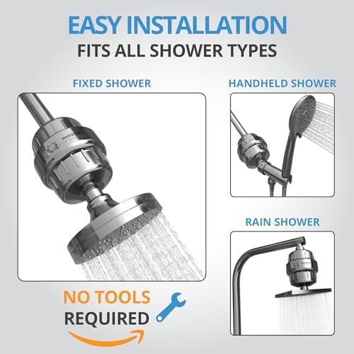 Heavy Duty NO BS Shower Filter Family Pack (2 QTY) – 99% REMOVAL Shower Head Filter for Hard Water, Chlorine, Heavy Metals, Fluoride, Micro-life, Organics & Much More