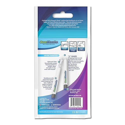 GumChucks Orthodontic Flossers Dental Floss - Floss for Braces - Brace Floss Picks - Gum Flossing Picks - Ortho Dental Flossers (Adult Starter Pack)