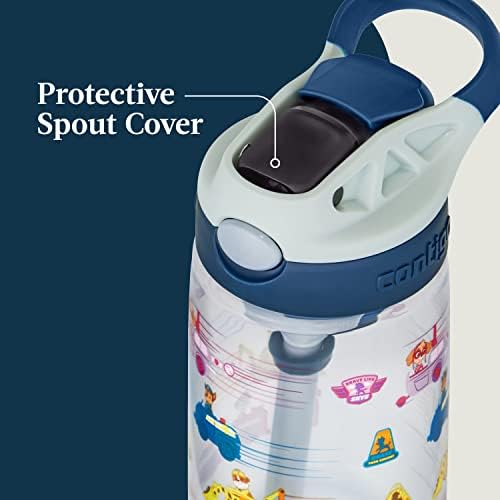 Contigo Paw Patrol Kids 14oz Plastic Water Bottles Aubrey Design with Spill-Proof Lid Silicone Straw 2-Pack Convenient for Travel/Home/School Use Dishwasher Safe