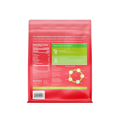 Oath Nutrition Clear Whey Isolate Protein Powder, Kiwi Strawberry, 20g Complete Protein per Serving, No Added Sugar, Grass-Fed, 18 Servings