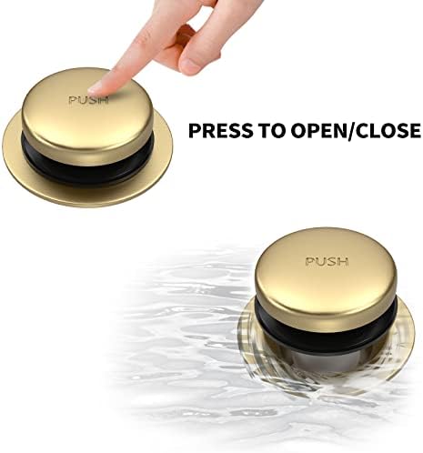 All Metal Tip-Toe Bathtub Drain Kit with Two-Hole Overflow Faceplate and Universal Fine/Coarse Thread Assembly, Bath Tub Drain Kit fits All Bathtub -Brushed Gold