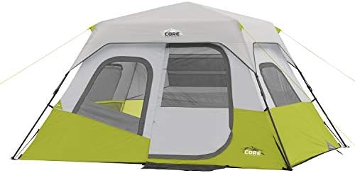 CORE Instant Cabin Tents | 6 Person / 9 Person / 10 Person / 12 Person Family Cabin Multi Room Pop Up Tents Car Camping | Included Storage Pockets for Camping Accessories