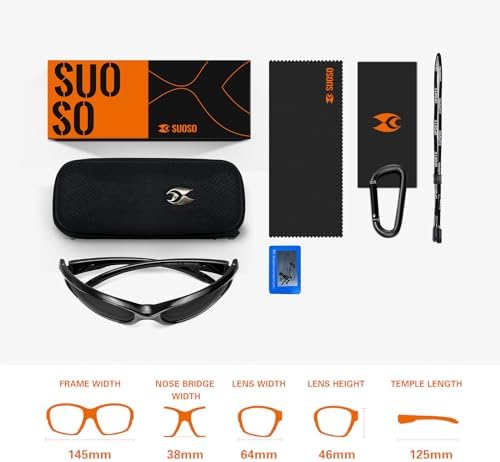 suoso Sports Polarized Sunglasses for Men: Womens UV400 Protection Sun Glasses Wrap Around Goggles for Fishing Driving TR90