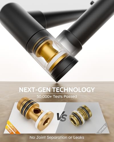 WOWOW Pot Filler Faucet Matte Black, Brass Pot Filler Wall Mount Kitchen Stove Faucet with Double Joint Swing Arms