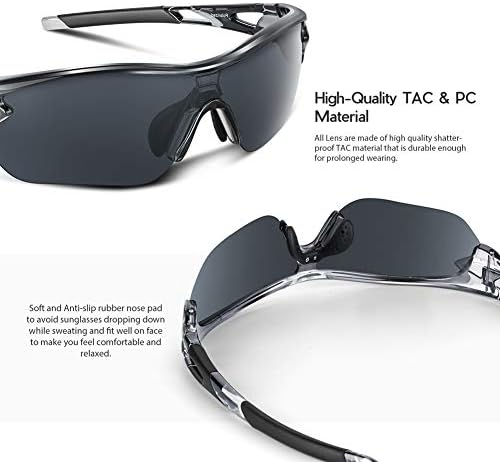 BEACOOL Polarized Sports Sunglasses for Men Women Youth Baseball Cycling Running Driving Fishing Golf Motorcycle TAC Glasses