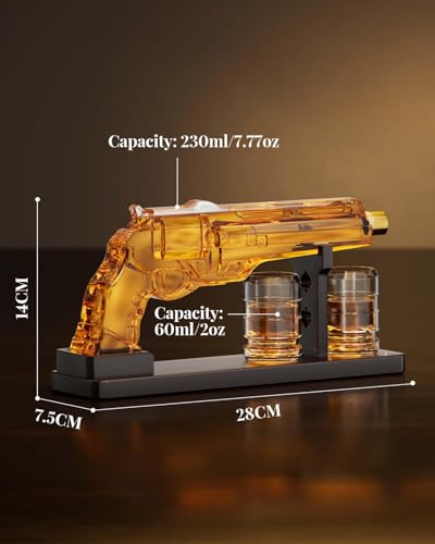 Gun Whiskey Decanter Sets for Men, Kollea Liquor Decanter Set with Gun Shot Glass, Unique Birthday Gifts for Men Dad, Cool Anniversary Christmas Gift for Him Husband, Dispenser for Bar Drinking Party