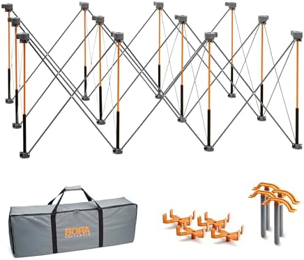 BORA Centipede CK12S 30 inch height Portable Work Stand, Includes 4 X-Cups, 4 Quick Clamps, Carry Bag, Portable Work Support Sawhorse, 4Ft x 6Ft, 30 inch work height, 4500lb weight capacity