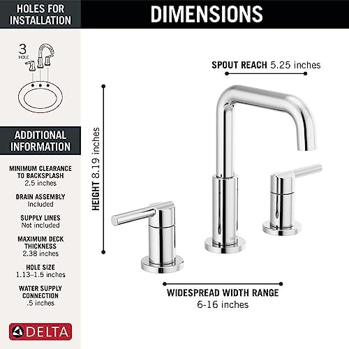 Delta 35849LF Nicoli Bathroom Faucet, Lever Handle, Chrome