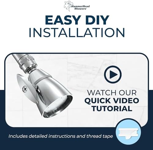 HammerHead Showers® ALL METAL 2 Inch High Pressure Shower Heads - CHROME – 2.5 GPM Shower Heads High Pressure - High Flow Shower Head with ADJUSTABLE SPRAY PATTERN - Fixed Shower Head