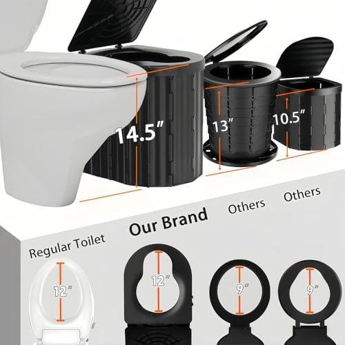 UOPBYEA Portable Camping Toilet for Adults With Cushion, Outdoor Toilet for Camping Toilets Portable Potty for Adults, Emergency Collapsible Toilets for Travel, Tent, Car, Beach, Hiking, Truck Driver