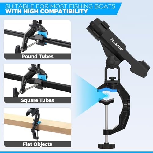 PLUSINNO 1/2/4 Pack Fishing Rod Holders for Boat, Fishing Rod Holder with Enlarge Clamp, Innovative Dual-V Shaped Design, Fit Round/Square Tube Boat Fishing, Fishing Gear, Fishing Gifts for Men