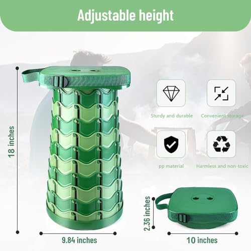 Upgraded Folding Stool Large Square Surface 550lbs Load Capacity Heavy Duty Collapsible Portable Telescopic Stool for Camping Travel Hiking (Camouflage)
