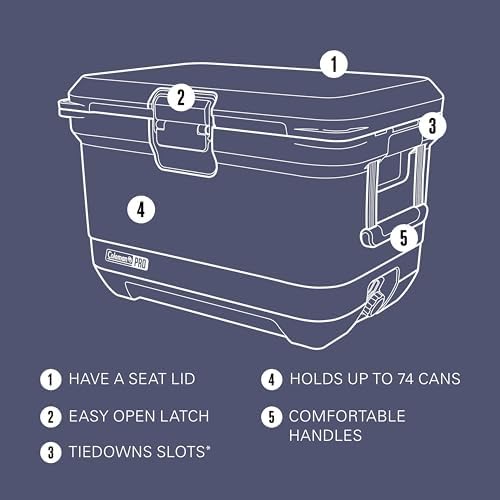 Coleman Pro 45qt Ultra-Light Premium Hard Cooler, Extra-Thick Insulation Keeps Ice up to 4 Days, 74-Can Capacity