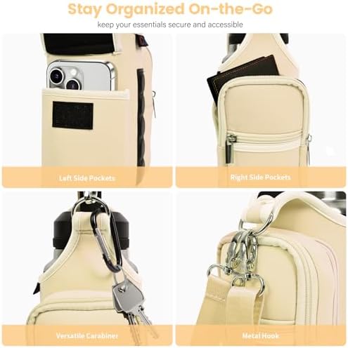 icolor Magnetic Gym Bag Water Bottle Carrier Holder with Phone Pockets & Shoulder Strap,5 Built-in Magnets Gym Bottle Pouch Sleeve,Magnetic Bag Gym Accessories Organizer for Men Women