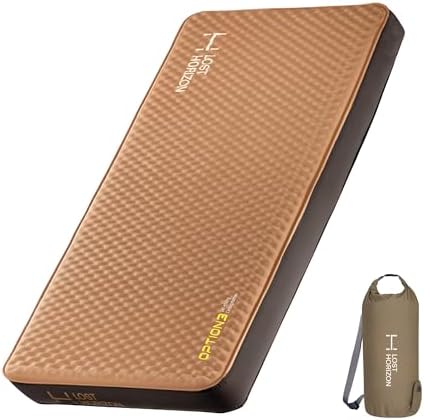 LOSTHORIZON Air & Foam Camping Mattress, Self-Inflating Sleeping Pad, 4.5" Thick, with Air Pump, Single