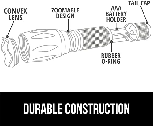 GORILLA GRIP Powerful LED 750 FT Water Resistant 5 Adjustable Mode Tactical Flashlight, High Lumens Ultra Bright Battery Zoom Flashlights, Small Camping Car Mini Flash Light Accessories, 2 Pack, Pink