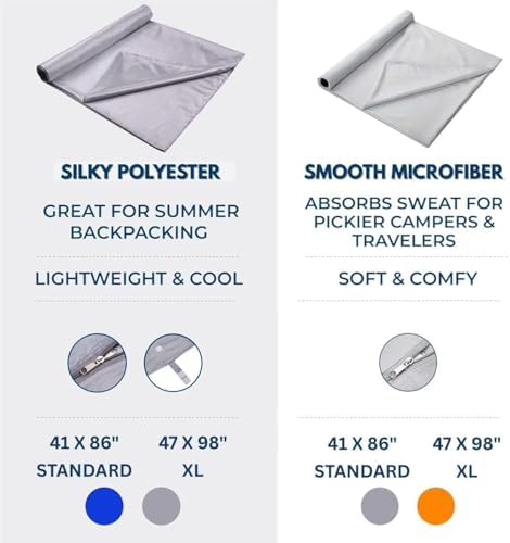 The Friendly Swede Sleeping Bag Liner — Ultralight Polyester or Cold Weather Microfiber Adult Sleep Sack; Thin Travel Sheets for Hotel; Camping Sheets; Travel Sleeping Bag with Pocket-Size Stuff Sack