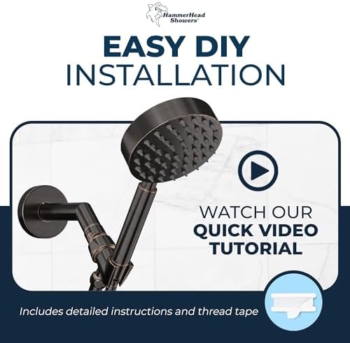 HammerHead Showers® ALL METAL Handheld Shower Head with Hose and Brass Holder - OIL RUBBED BRONZE - 2.5 GPM High Pressure Shower Heads with Adjustable Shower Wand Bracket - 6ft Flexible Extension