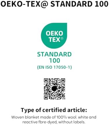 100% Wool Blanket, 48" x 62", Warm, Thick, Washable, Military Wool Blanket, Great for Camping, Outdoors, Sporting Events, Survival Kits