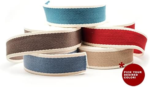 CRAFTMEMORE 1 1/2 Inches Cotton Webbing Strap, Two Tone Heavy Webbing Straps for Arts and Crafts, Luxury Bag Strap (5 Yards, Tan-Ivory)