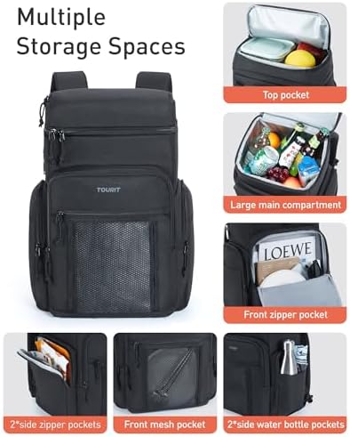 TOURIT Waterproof Cooler Backpack: 30 Cans Insulated Leakproof Portable Cooler Bag Beach Travel Camping Picnic Hiking