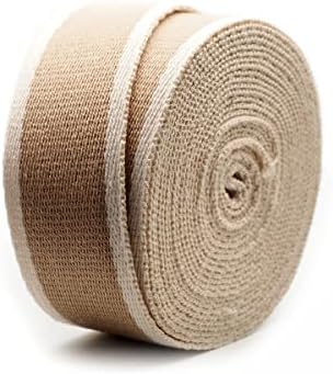 CRAFTMEMORE 1 1/2 Inches Cotton Webbing Strap, Two Tone Heavy Webbing Straps for Arts and Crafts, Luxury Bag Strap (5 Yards, Tan-Ivory)