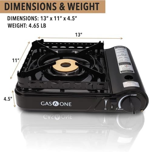 GasOne 15,000 BTU Propane or Butane Stove Dual Fuel Stove Portable Camping Stove - Patented - with Carrying Case Great for Emergency Preparedness Kit