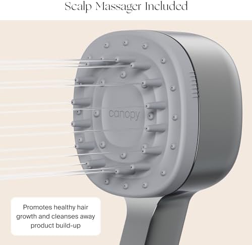 Canopy Handheld Filtered Shower Head & Scalp Massager - High Pressure Shower Head Filter for Hard Water - Reduce Impurities for Healthier Scalp, Skin & Hair - Hair Growth - Chrome