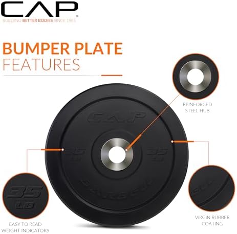 CAP Barbell 2-Inch Olympic Bumper Plate Weight Set | 100-370 lbs | Multiple Options