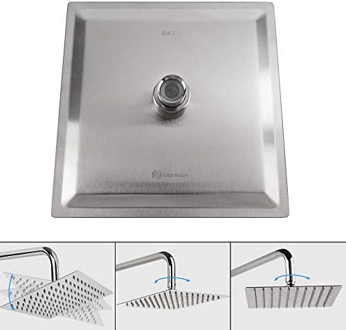 NearMoon Rain Shower Head, High Flow Stainless Steel Square Rainfall Shower, High Pressure Design, Awesome Shower Experience Even At Low Water Flow (8 Inch, Brushed Nickel)