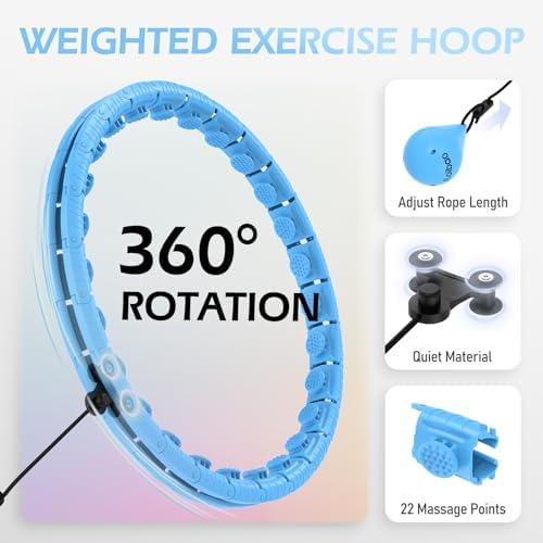 Weighted Hula Circle with 26 Links(56 Inch) for Adults Weight Loss, Infinity Fitness Hoop Plus Size, for Women Smart Exercise Equipment