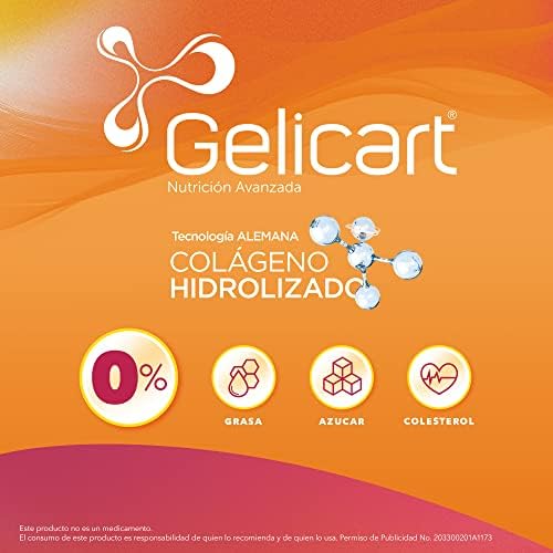 Gelicart Action Colágeno Hidrolizado 30 Sobres x 20 g. Suplemento Alimenticio en Polvo para Reconstruir. Sin Lactosa, Sin Azúcar, Sin Grasa y 100% Natural 1 Sobre al Día para Adultos Mayores a 12 Años