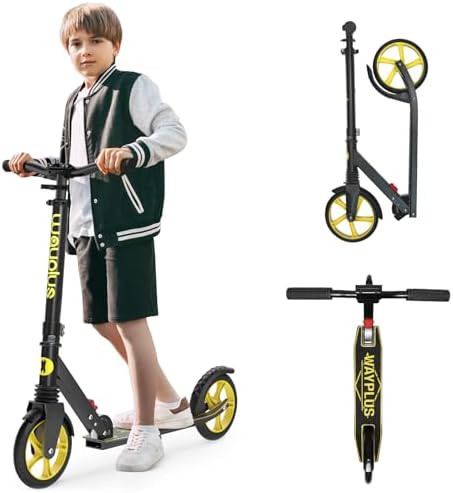 Kick Scooter for Ages 6+,Kid, Teens & Adults. Max Load 240 LBS. Foldable, Lightweight, 8IN Big Wheels for Kids, Teen and Adults, 4 Adjustable Levels. Bearing ABEC9
