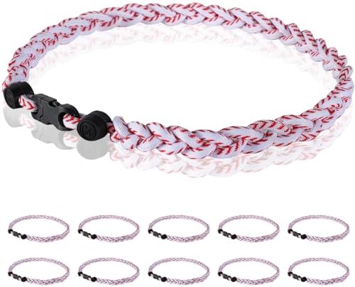 12 Pack Baseball Necklace 18inch, Team Gift for Baseball Funs, Three Braided Titanium Tornado Rope Design, with Muti - Color for Pick