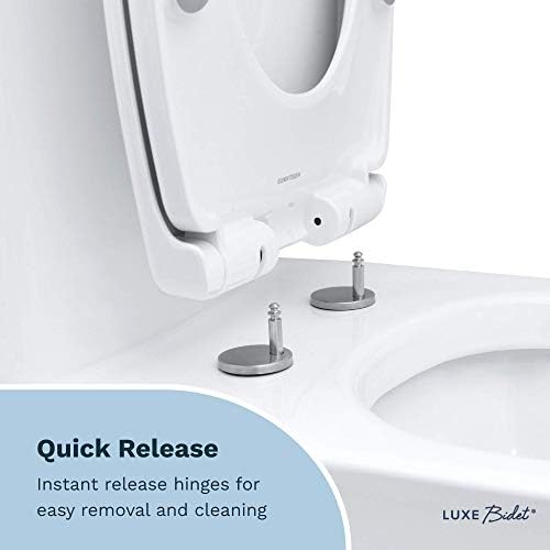 LUXE TS1008E Elongated Comfort Fit Toilet Seat with Slow Close, Quick Release Hinges, and Non-Slip Bumpers (White)