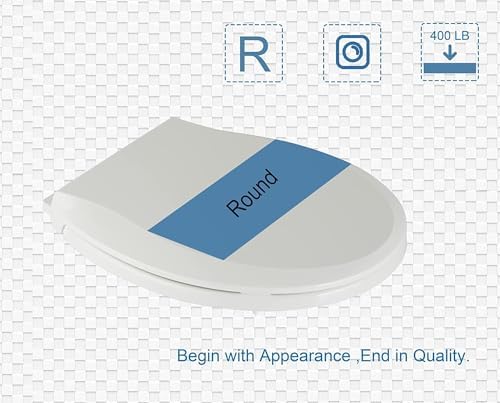 Round Toilet Seat with Slow Close Standard Toilet Seat,Quiet Toilet Cover Seat Toilet Lid Durable Refused to Loosen Easy to Install & Clean,White