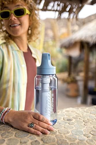 LifeStraw Go Series – BPA-Free Water Filter Bottle for Travel and Everyday use removes Bacteria, parasites and microplastics, Improves Taste, 1L Icelandic Blue