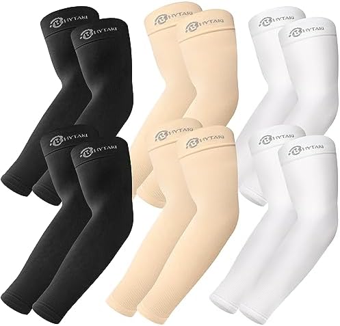 BHYTAKI UV Sun Protection Arm Sleeves, UPF 50 Sports Cooling Arm Compression Sleeves for Men Women Teenager