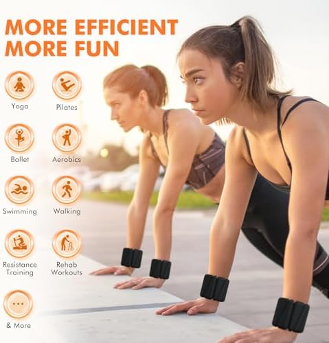 Wrist Weights, Ankle Weights for Women Men, Adjustable Wrist Weighted Bracelet for Home Gym Workout, Running, Yoga, Exercise, Strength Training, Set of 2 (1LB Each)