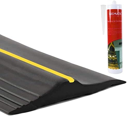 ToLanbbt 10Ft/3M Universal Garage Door Rubber Threshold Strip with 300ml Black Adhesive/Sealant, Weatherproof Seal Strip DIY Weather Stripping Replacement(Black)
