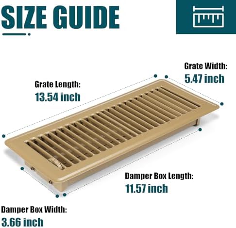 VOISEN Floor Register 4x12, 4 Pack Floor Vent Covers, Steel Adjustable Air Supply Grille Register Vent Cover Grill for Sidewall and Floor, Vent Covers for Home Floor,Brown