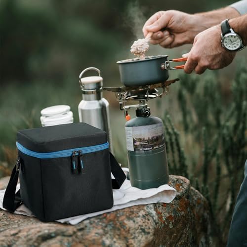 1 LB Propane Tank Storage Bag with Padding, Mini Propane Cylinder Carry Case to Hold 4 Pcs Small Gas Tank, Portable 16 OZ Gas Cylinder Holder with Strap, Bag Only