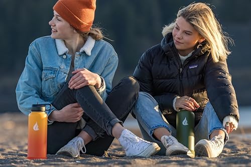 HYDRO CELL Stainless Steel Insulated Water Bottle with Straw - For Cold & Hot Drinks - Metal Vacuum Flask with Screw Cap and Modern Leakproof Sport Thermos for Adults (Red/Orange 40oz)