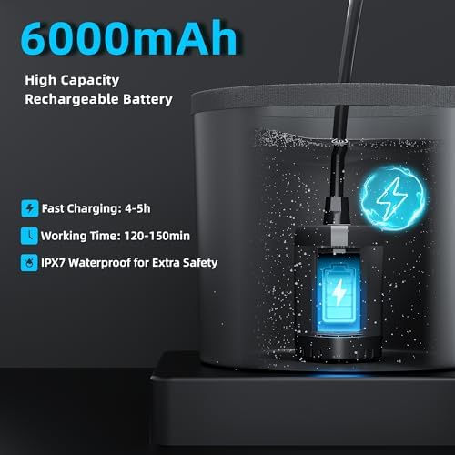 Moriko Portable Camping Shower, 6000mAh Rechargeable Shower Pump, Filtered Shower Head & 5 Gallons Foldable Bucket, Outdoor Shower for Hiking Beach, Travel, Pet Bath, Car Washing, Surf & Boat Cleaning